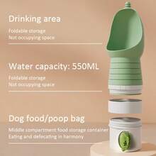 3-In-1 Foldable Pet Carrier Bag With Water Bottle, Food Container And Waste Bag Holder, 550ML Capacity, Hands-Free For Walking, Shopping, Park - Perfect For Pets - 500ml - View 6
