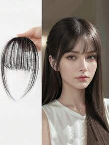Chic Clip In Bangs For Women Wispy Natural Hairpiece Versatile Fake Bangs Curved Fringe Extension For Instant Volume - Black - View 1