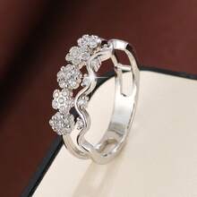 1pc Fashionable Ring For Women With Floral Design And Cubic Zirconia Stones - Multicolor - View 20