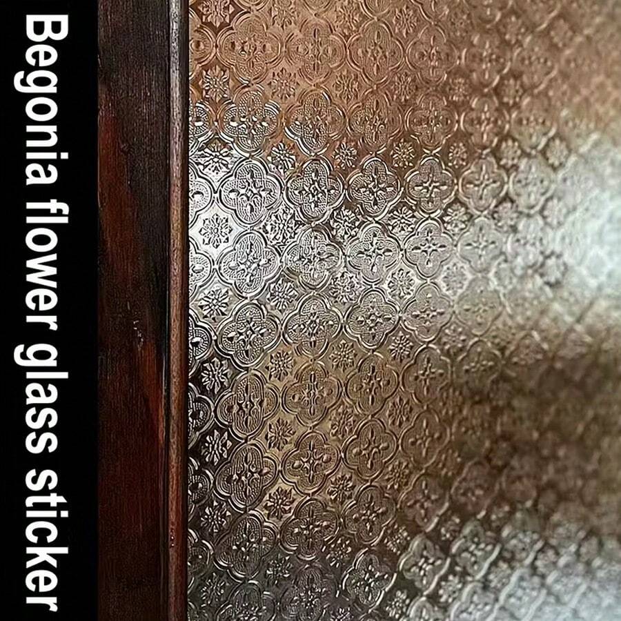 1 Roll Vintage Geometric Pattern Glass Film, Privacy Window Film, Glass Window Film, Reusable Non-Adhesive Glass Decorative Film For Home And Office Decor