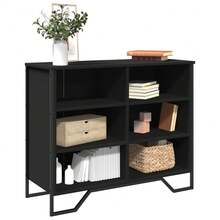 Aparador vidaXL negro, 91x35,5x74,5 cm, material a base de madera. - Negro - Ver 1