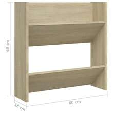 Armário de sapatos de parede vidaXL Sonoma Oak 60x18x60 cm em madeira - Castanho - Ver 6