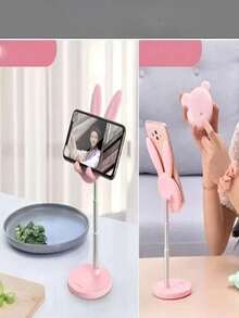 Suporte de mesa ajustável em formato de coelho (1 unidade), ideal para escola, casa e para tirar selfies. - Multicolorido - Ver 3