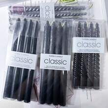 4pcs Black Metal Style Cone Candles Set, 10-Inch Black Candle Holders, 8-Hour Clean Burning Black Candles - Multicolor - View 5