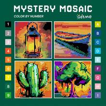 GDTME 24 Pages Mysterious Mosaic Coloring Book, Green Version, Adult Coloring Activity Book, Thick Paper, Enhances Focus, Relieves Stress, Perfect Gift For Easter, Valentine's Day, New Year, Back To School - Green Mosaic - View 20