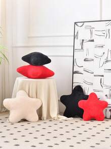 Almofada em Formato de Estrela, Almofadas Decorativas para Camas e Sofás, Almofada em Formato de Estrela, Tapete Dormitório de Pele de Coelho Falsa Macia, Adequado para Almofadas Decorativas no Sofá, Quarto e Sala de Estar, Aplicável para Decorações de Halloween e Natal. - Vermelho - Visão 3
