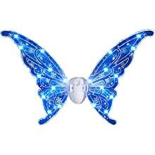 MR. GADGETS Juego de Alas de Hada Electricas para Niñas, Alas de Mariposa Brillantes con luz LED 63x56x94cm, Accesorios de Cosplay, Disfraz, Disfraces para Niños, para Fiestas, Halloween (Azul) - Arcoíris - Ver 4