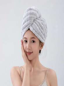 Czepek prysznicowy 1 szt./2 szt., miękki, puszysty, z szerokim rondem, z włókna poliestrowego, szybkoschnący, o zwiększonej absorpcji wody, nie wymaga suszenia suszarką, jednokolorowy czepek do spania - Wielokolorowe - Zobacz 9