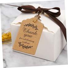 100pcs Kraft Hard Paper Tags, Thank You Tags, Gift Tags For Weddings, Bridal Showers, Birthdays, Parties, Wedding Gifts, Thanksgiving Day Or Special Events, Gift Cards Packaging Box Tags, Thank You Cards, Hanging Tags Labels - Multicolor - View 6