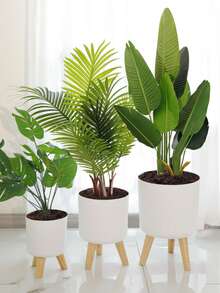 1 pieza Maceta redonda clásica autorriego con soporte, adecuada para todas las plantas y flores de interior, mantiene la humedad durante 15-20 días, la mejor opción para el cuidado de plantas durante viajes cortos. Maceta vertical moderna con agujero de drenaje, adecuada para plantación y decoración en interiores y exteriores, maceta con soporte de madera, maceta para bonsái (3 tamaños), adecuada para la temporada de vuelta al colegio y Navidad - Gris - Ver 1