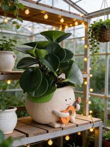 Cute Resin Smiling Face Succulent Plant Pot - Indoor Outdoor Greenhouse Shelf Desktop Decor Small Plant Pot Charming Home Garden Decor Pot - C - View 11