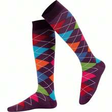 Mysocks Unisex Knee High Long Socks Argyle,4-7,MultiPack706 - MultiPack706 - View 7