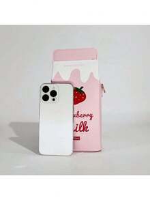 1Pc Women's Strawberry Milk Bag - Fashion Square Crossbody Purse With Adjustable Strap For Daily Use - 粉色 - 查看 5