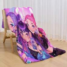 1PC Neon Beauty Printed Flannel Blanket, Super Soft & Fluffy, All-Season Use For Bed & Sofa, Modern Digital Print, 100% Polyester, Machine Washable & Stain-Resistant, Ideal For Home & Travel, Perfect Birthday & Holiday Gift - Multicolor - View 4