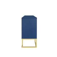 Modern 3-Door Sideboard With Adjustable Shelves, U-Shaped Cabinet Doors, Metal Handles And Base For Dining Room And Kitchen (Navy Blue) - 藏蓝色 - 查看 9