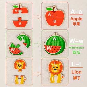 Wooden Alphabet Puzzle Sorting & Stacking Toys - 26 Pieces, Colorful Animal Letters Matching Game For Toddlers, Educational Preschool Learning Toy For Kids Ages 3+