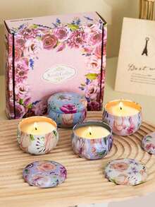 Set 4 Lilin Aromaterapi Lilin Kedelai Aroma Bunga Kering, untuk Kamar Tidur & Pasangan, Natal - Multi-aroma - View 1