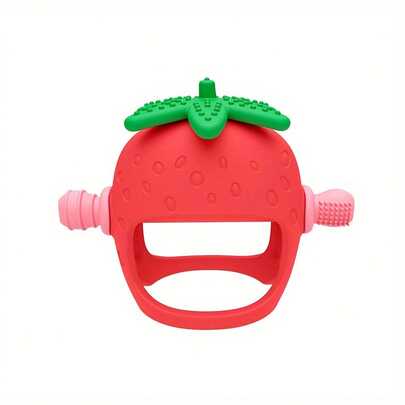 Silicone Baby Teething Toys Strawberry Shape Hand Protector Silicone Teether For Babies