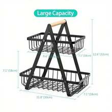 Detachable Stainless Steel Fruit Basket Kitchen Living Room Desktop Storage Rack Bread Basket Portable Fruit Bowl - Black - View 7