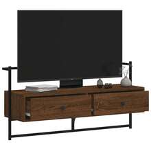 Meuble TV mural vidaXL, chêne brun, 100,5 x 30 x 51 cm, bois d'ingénierie - Tabac - Voir 1