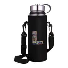 1pc 550-1500ML Sports Water Bottle Case Insulated Bag Initial Letters A-Z Printing Crossbody Cup Protector Sleeve With Strap Adjustable Carrier For Mug Bottle Holder - Black - View 15