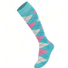 Mysocks Unisex Knee High Long Socks Argyle,4-7,MintBasePinkandWhite - Dasar MintMerah Muda dan Putih - View 7
