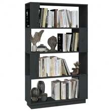 Libreria/divisorio vidaXL grigio 80x25x132 cm in legno massello di pino - Grigio - Visualizzare 1