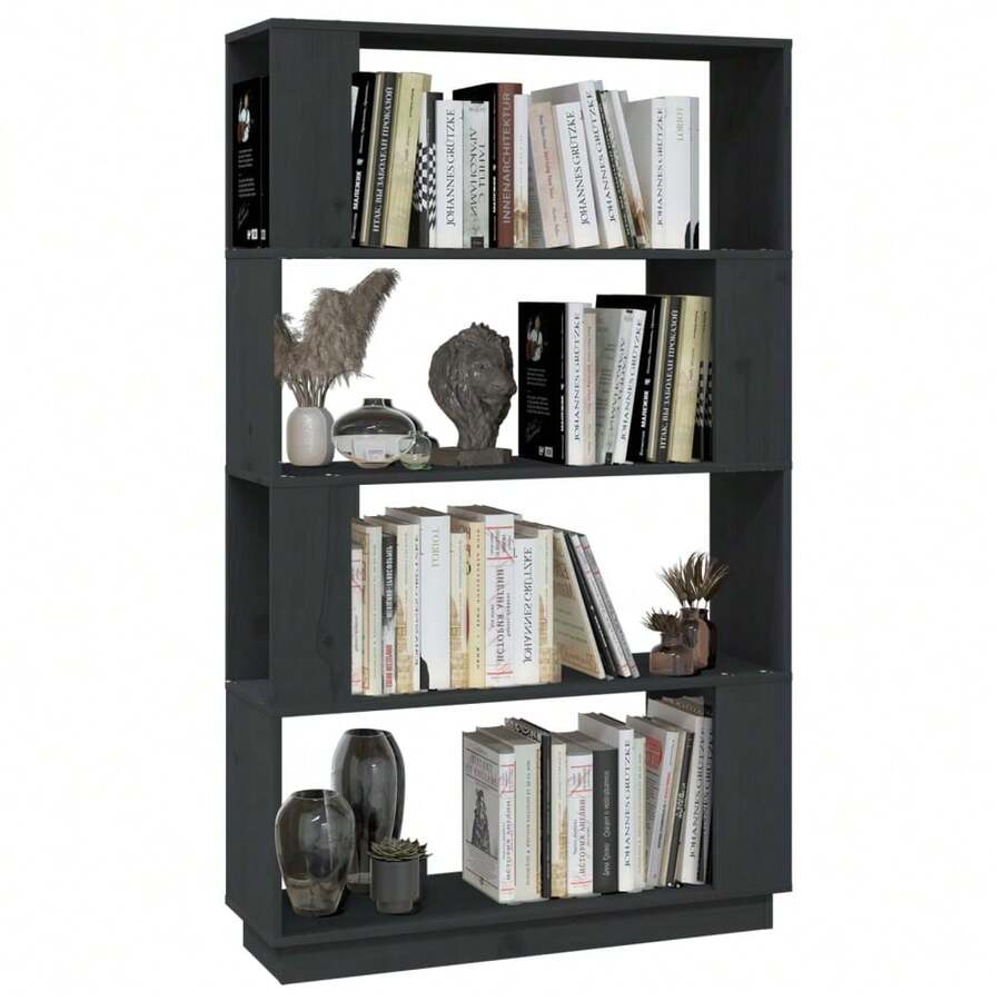 Libreria/divisorio vidaXL grigio 80x25x132 cm in legno massello di pino - Grigio - Visualizzare 1