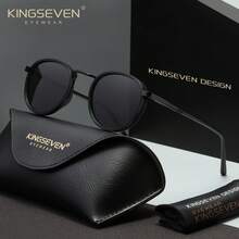 KINGSEVEN Retro Round Frame Glasses, Unisex Casual Driving Eyewear Accessories - A - View 3