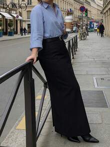 DONICY 大码女式黑色阔腿裤 情人节穿搭 家居日常穿着裤装 - 黑色 - 查看 4