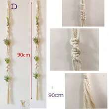 手工编织空气凤梨吊篮，空气凤梨吊架，空气凤梨展示壁挂花盆，波西米亚风花盆，编织篮，阳台礼物 - 米色 - 查看 13