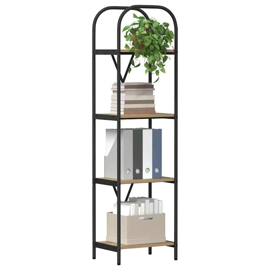 Étagère vidaXL en chêne artisanal 40 x 30 x 146 cm, matériau à base de bois - Tabac - Voir 1