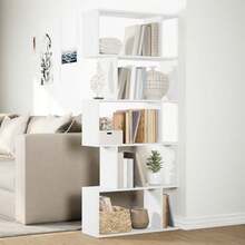 vidaXL Divisorio per ambienti con libreria a 5 ripiani, colore bianco, 70x24x161 cm, materiale a base di legno - Bianco - Visualizzare 4
