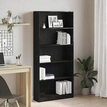 Bibliothèque vidaXL aspect chêne noir 80 x 24 x 176 cm, matériau à base de bois - Tabac - Voir 3