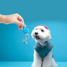 1 Pack Medium-Sized Indestructible Tough Durable Natural Rubber Tug Ball, Interactive Teeth-Cleaning Chew Toy With Braided Rope For Aggressive Chewers, Boredom Relief Self-Playing Fetch Training Dog Supplies For Indoor Outdoor Play - 藍色 - 查看 2