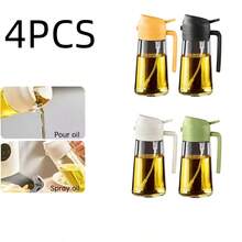 Bộ 4 bình xịt dầu ăn bằng nhựa 2 trong 1, bình đựng dầu ô liu bằng nhựa 15,8oz có chức năng phun sương và nhỏ giọt, bình xịt dầu bằng nhựa 470ml có bộ lọc chống tắc nghẽn, hộp đựng gia vị chống rò rỉ dùng trong nhà bếp, làm salad, chiên rán, nướng. - Nhiều màu - Xem 17