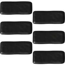 Jogo 6 Travessas Sushi 22x9cm Orgânico Preto Matte Cerâmica Porto Brasil - Preto - Visão 1