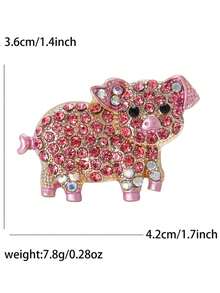 1 PC Creative Pink Pig Brooches For Women - Diamond-Studded Pink Pig Chest Ornaments, Stylish And Exquisite Clothing Accessories That Are Perfect For Individuality And Versatile Wear. Neckline Pins To Prevent Showing Through. Luxurious And Fashionable Accessories For Suits And Coats. Suitable For Wearing When Going Out. Exquisite Clothing Pins. A Gift For Women On Valentine's Day. Gifts For Mother, Father, Graduation, And Teacher - Multicolor - View 2