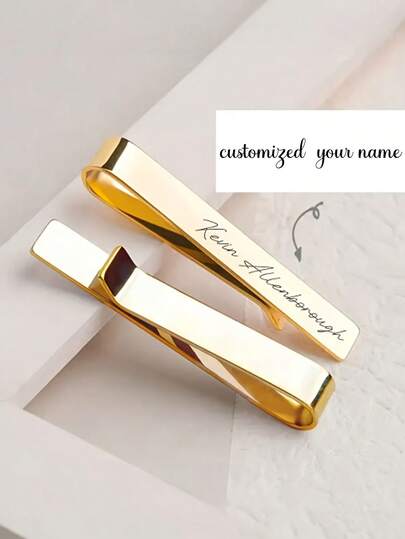 1pc Personalized Stainless Steel Tie Clip - Customizable Engraving, Minimalist Elegant Accessory Suitable For Weddings And Formal Occasions, Durable Gift For Husband, Father, Boyfriend - Father's Day, Valentine's Day, Anniversary, Birthday Gift, Smooth Metal Texture, Christmas Gift, Groomsmen Wedding Gift
