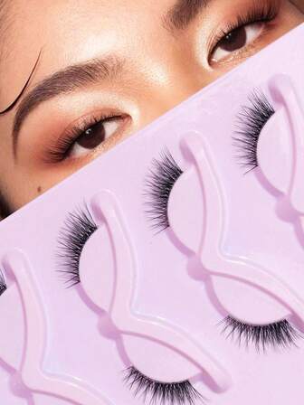 5 Pairs Half Lashes Natural Look False Eyelashes Cat Eye Wispy Natural Half Eyelashes Clear Band Lashes 3-14mm