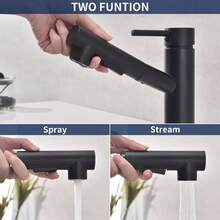 Kitchen / Bathroom Black Retractable Kitchen Faucet With Shower 3 Spray Types Faucet Kitchen Single Lever Sink Faucet Kitchen Mixer Faucet Kitchen Faucet Kitchen Black - Black - View 2