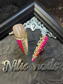 Bộ 10 móng giả nhọn kiểu Stiletto, màu đỏ hồng mắt mèo & trắng, kiểu Pháp trắng & đỏ hồng, nhuộm tie-dye đen, phụ kiện móng 3D hình nơ & ngôi sao & bi thép, đá quý lấp lánh nhiều màu sắc, họa tiết hình học chấm bi vẽ tay, bộ móng nghệ thuật phong cách Y2K, phù hợp cho sử dụng hàng ngày, các buổi tụ họp, tiệc tùng & các dịp lễ, năm mới và ngày Valentine, là món quà tuyệt vời dành cho phụ nữ và các cô gái, kèm theo 1 miếng mút gel và 1 dũa móng. - Màu Hồng Tươi - Xem 7