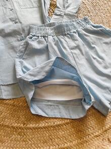 Oversized Shirt And Shorts Set - Baby Blue - View 4
