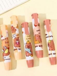 Cute Bear Capybara Push-Button Eraser, High-Aesthetic Eraser, Correction Tape - Multicolor - View 6