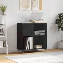 Mueble para discos vidaXL negro, 84,5 x 38 x 89 cm, material a base de madera. - Negro - Ver 2