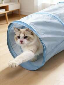 Foldable Indoor Cat Tunnel Toy, Dual-Way Interactive Game Tunnel Pipe Peekaboo Toy With 3-Way Burrowing Maze Design, Sleeping Bag, Suitable For Indoor Cats, Kittens, Rabbits, Guinea Pigs, Grey - View 9