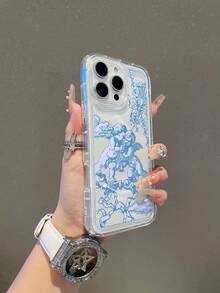 1pc Fashionable Creative Angel Heart Pattern Transparent Air Cushion TPU Material Anti-Drop Phone Case, Suitable As Holiday Gift Compatible With Apple, Galaxy S22/23/24/25/A05/A05S/A53/A54/A55 And Other Models - Multicolor - View 4