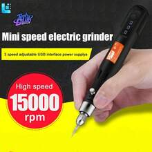 15000Rpm Adjustable 3 Speeds Electric Grinder Drill Rotary Grinding Machine USB Engraving Pen With Drill Bit Hand Tool Christmas Gift - Brown - View 5