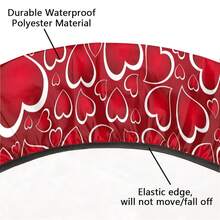 Valentines Decoration Round Fitted Tablecloth Red Round Table Cover With Elastic Wipeable Polyester Circle Outdoor Table Cloths For Kitchen Picnic Party Patio Holiday Decor Fit For 40\-44\ Tables,42inch(Round),A03:ValentinesDecor - A03:情人節裝飾 - 查看 6