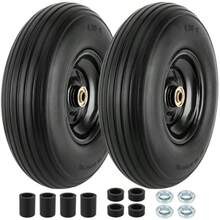 4.00-6 Flat-Free Tire And Wheel 13" Wheelbarrow Wheels And Tires With 5/8" Or 3/4" Bearings 4.00-6 Solid Tires Replacement For Wheelbarrow Gorilla Cart Hand Trucks Garden Carts 2 PCS - 黑色 - 查看 1